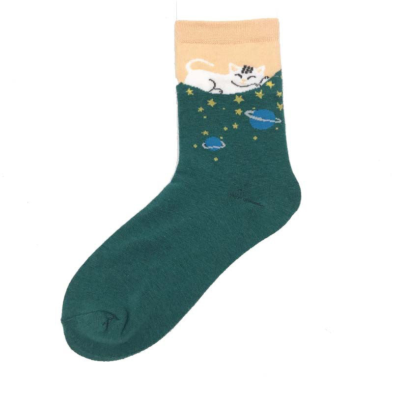 Cartoon Cat Print Socks