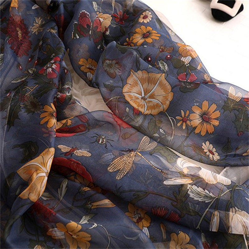 Vintage Floral Print Scarf