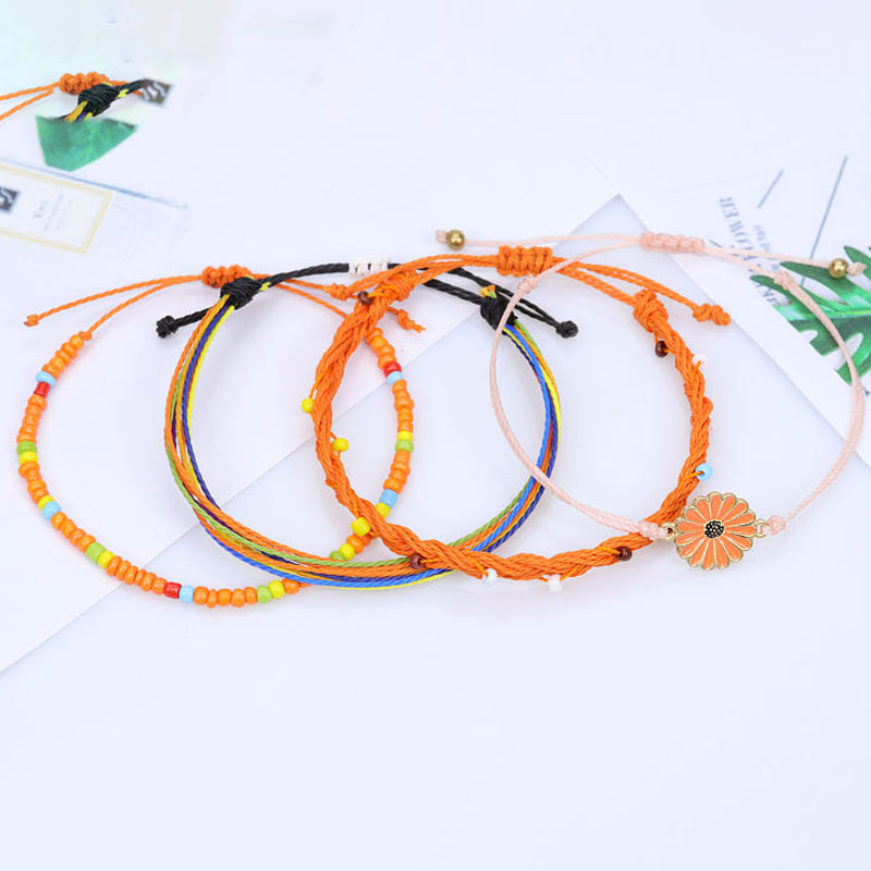 Flower Braided Bracelet Set