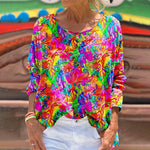 Vintage Fargerik Floral T-Skjorte