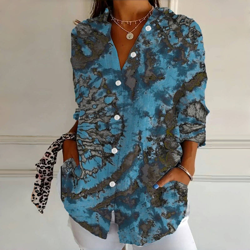 Vintage Abstract Print Blouse