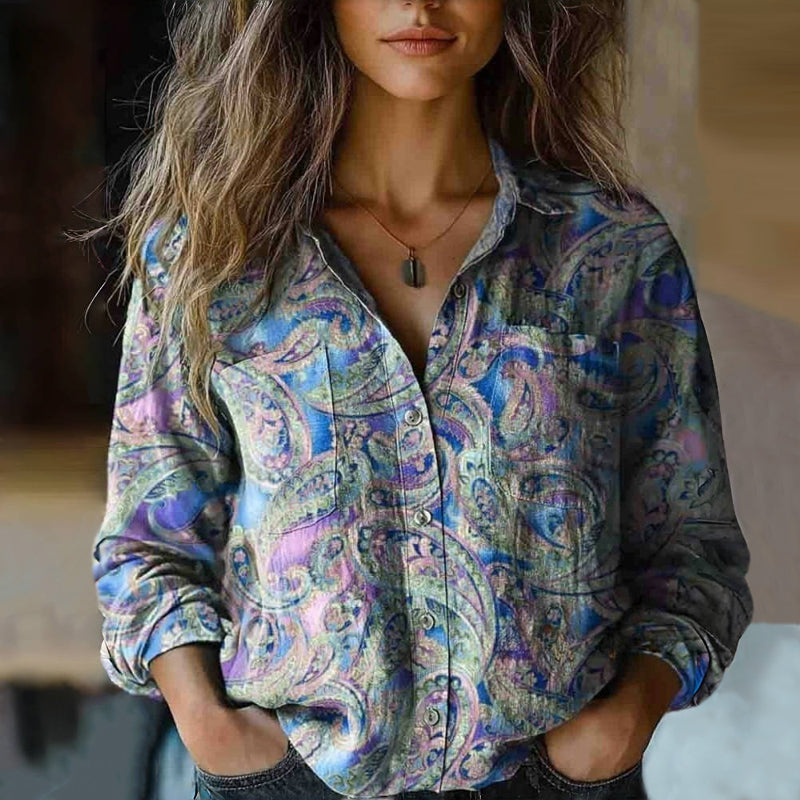 Vintage Ethnic Print Blouse