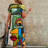 Abstract Print Casual Dress