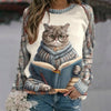 Kreativ Sweatshirt Med Kattetryk