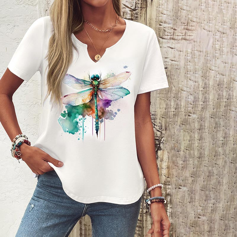 Casual Dragonfly Print T-Shirt