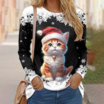 Jule-T-Skjorte Med Kattetrykk