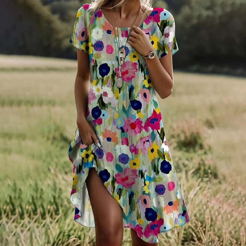 Colourful Floral Print Dress