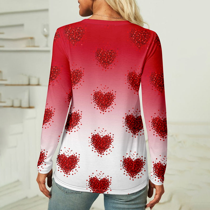 Gradient Heart Print T-Skjorte