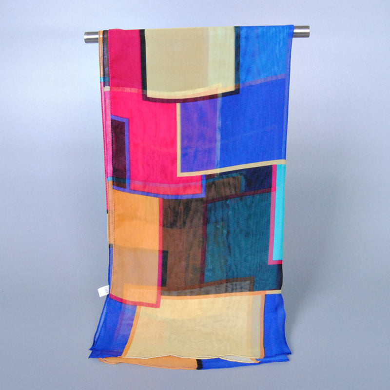 Farverigt Tørklæde Med Geometrisk Print