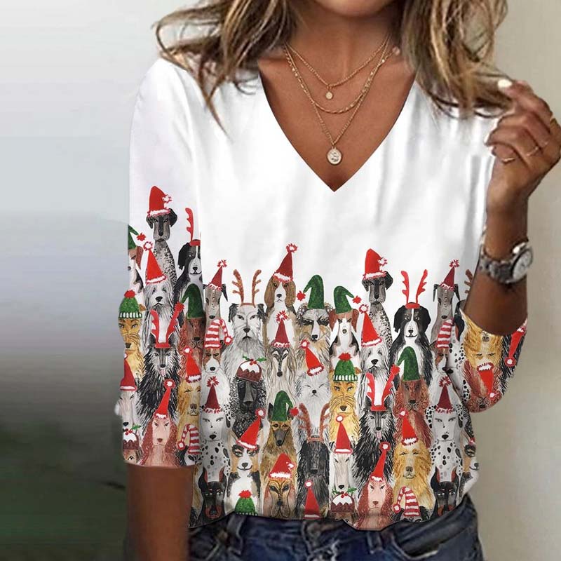 Kreativ Jule-T-Skjorte Med Dyreprint