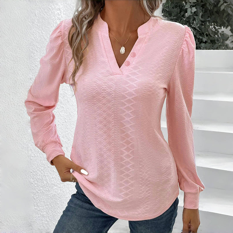 Ensfarvet Casual Bluse