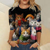 Kreativ T-Skjorte Med Kattetrykk