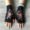 Warm Floral Embroidered Gloves