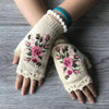 Warm Floral Embroidered Gloves