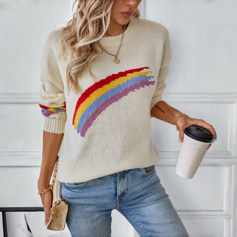 Casual Rainbow Knit Sweater