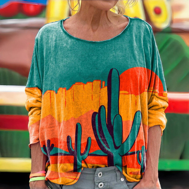 Cactus Print Casual T-Shirt