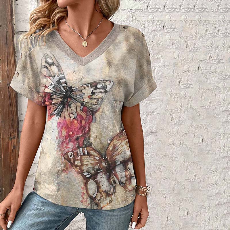 Vintage Butterfly Print T-Shirt