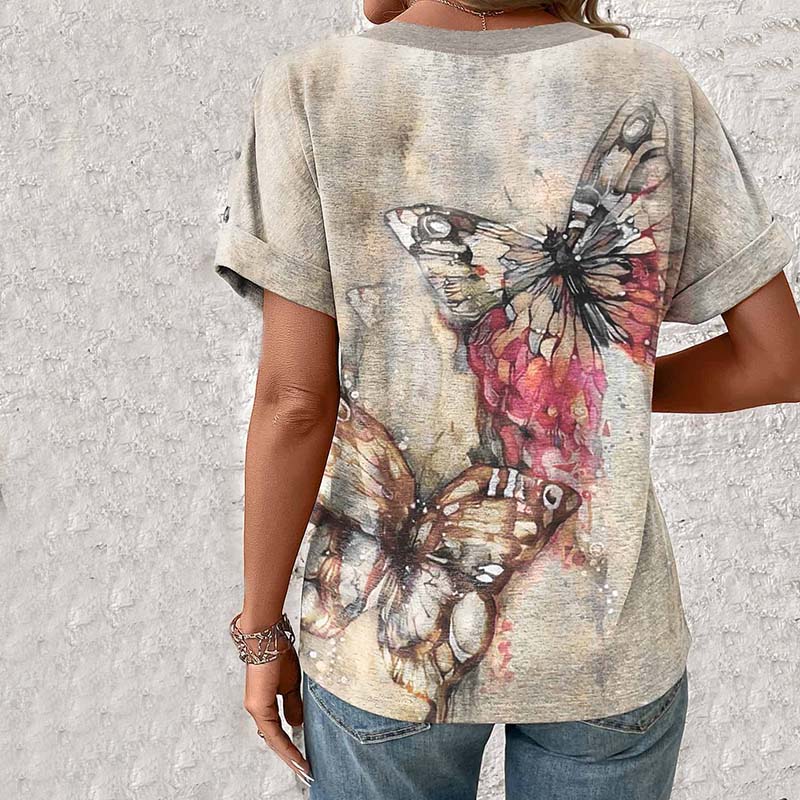 Vintage Butterfly Print T-Shirt