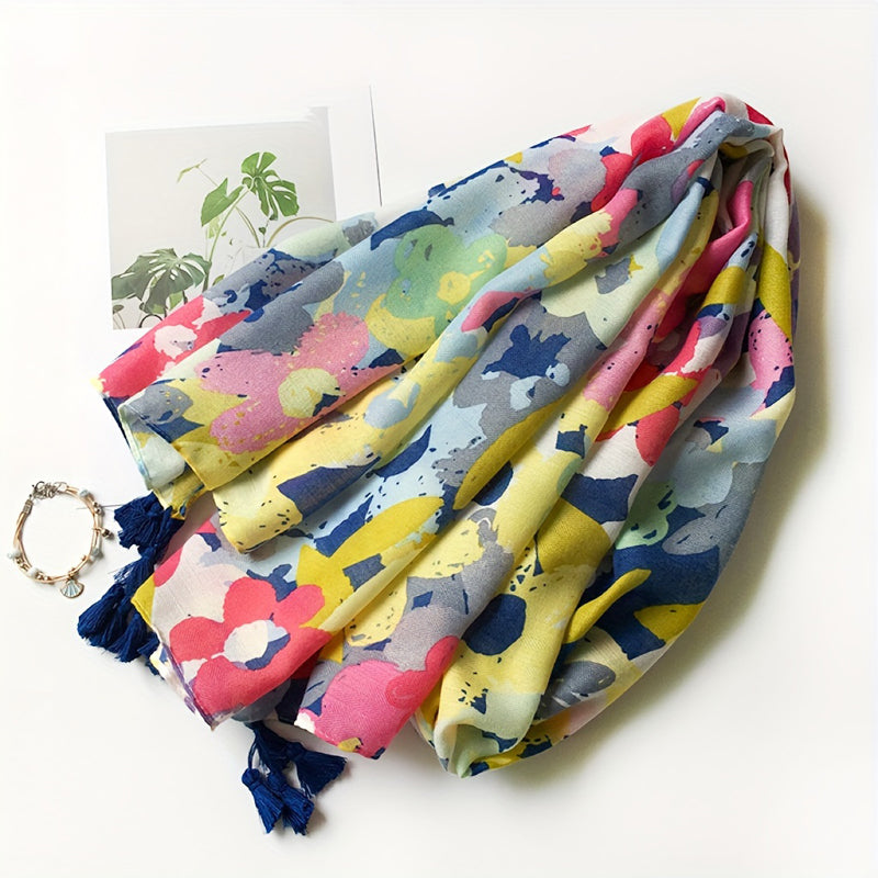 Colourful Floral Print Scarf