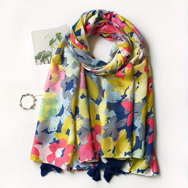 Colourful Floral Print Scarf