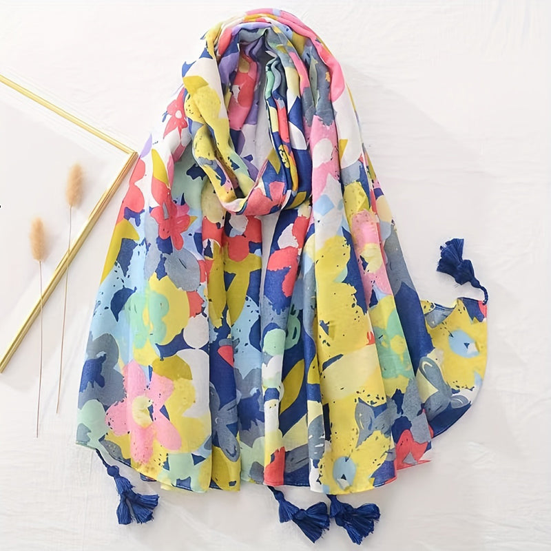 Colourful Floral Print Scarf