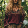 Vintage Ethnic Print Blouse
