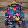 Vintage Heart Print Sweatshirt