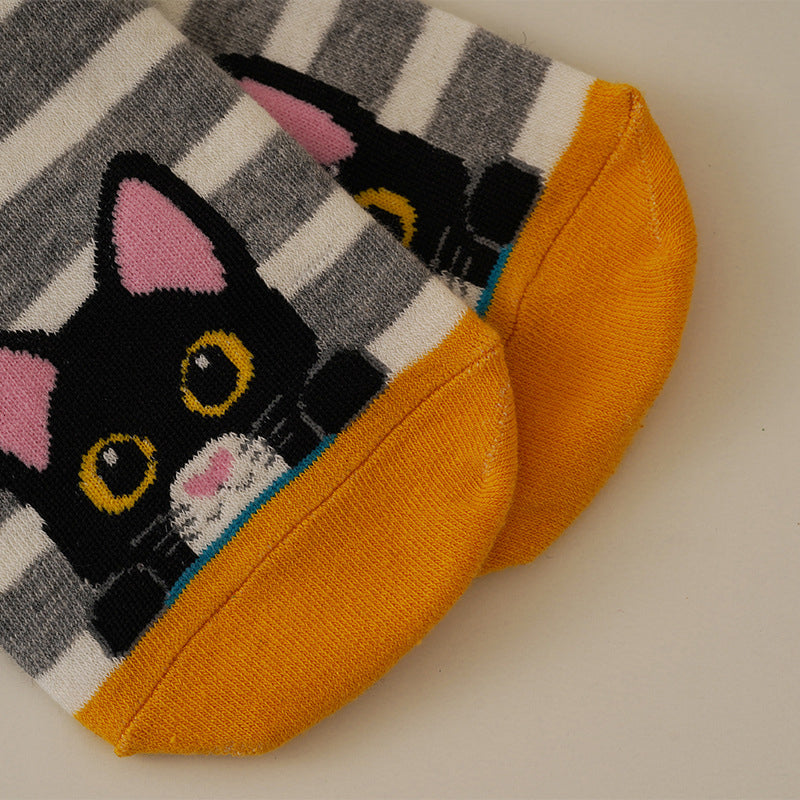 Cartoon Cat Print Socks