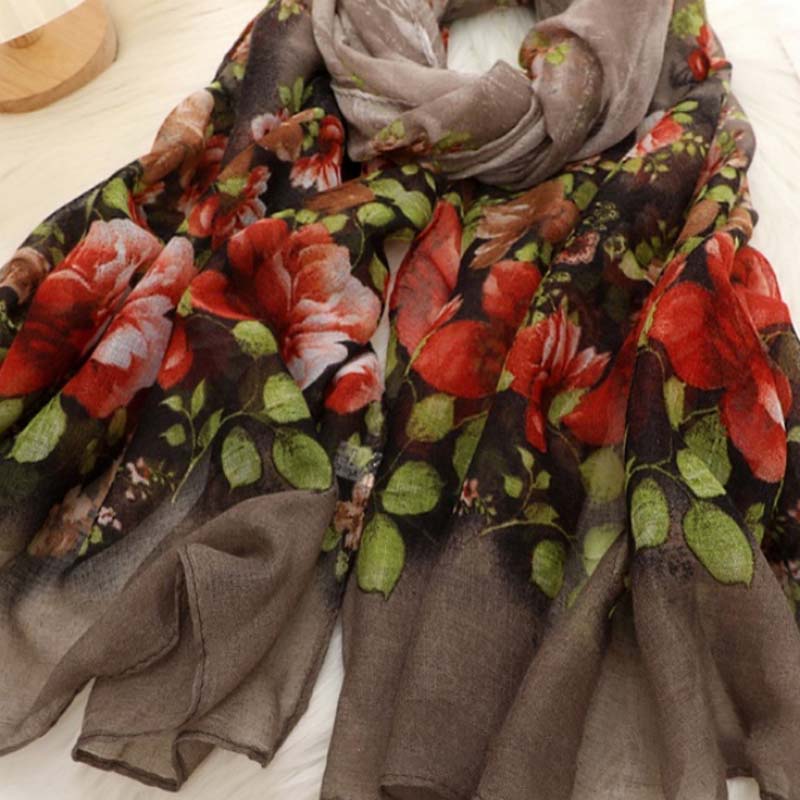 Vintage Halsduk Med Blommönster