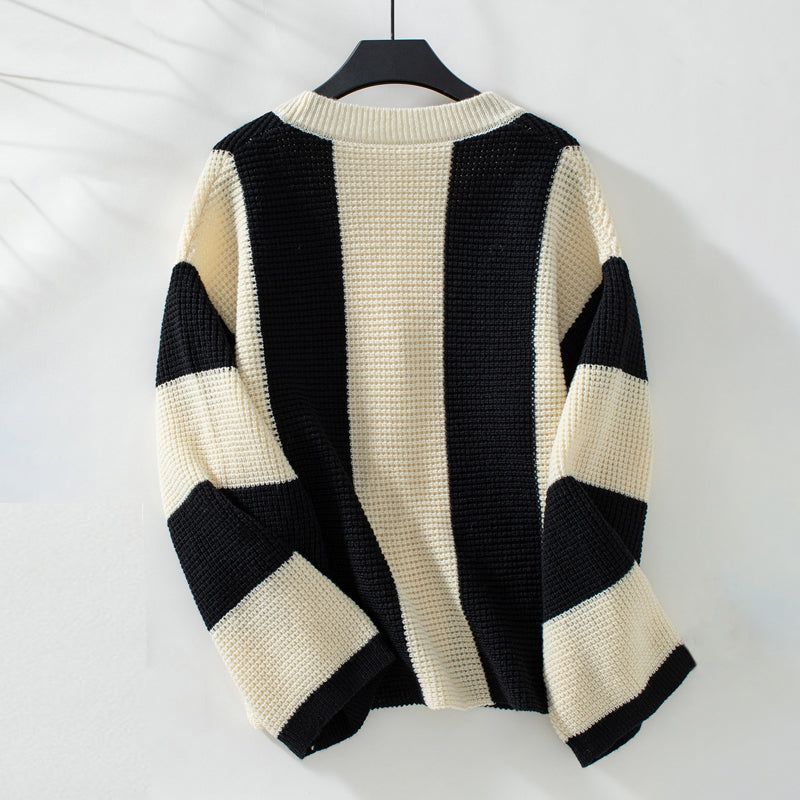 Afslappet Stribet Strik Cardigan