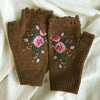 Warm Floral Embroidered Gloves