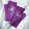 Warm Floral Embroidered Gloves