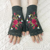 Warm Floral Embroidered Gloves