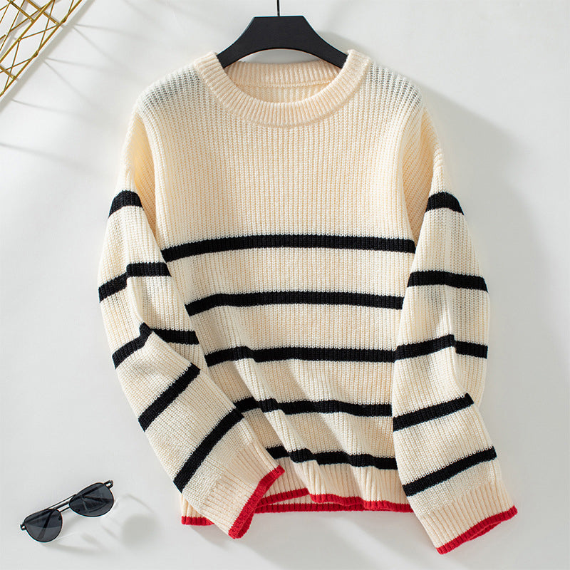 Casual Striped Knit Sweater