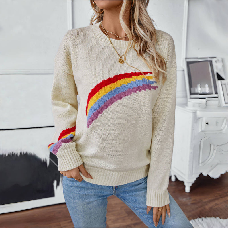 Casual Rainbow Knit Sweater