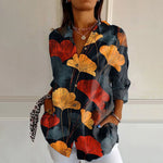 Vintage Leaf Print Blouse