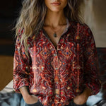 Vintage Ethnic Print Blouse