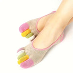 Farverige 5 Finger Sokker