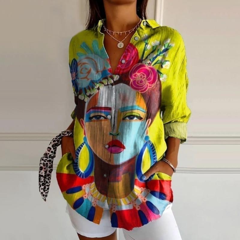 Vintage Abstract Print Blouse