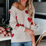 Sweter dzianinowy wzór serca