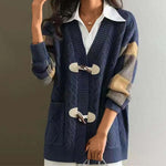 Vintage Plaid Knitted Cardigan