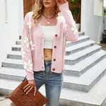 Casual Floral Knitted Cardigan