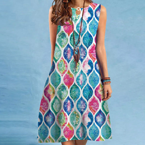 Colorful Abstract Print Dress