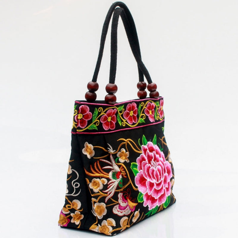 Vintage kwiatowa haftowana torba