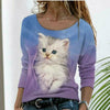 Elegant Cat Print T-Shirt