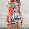 Kolorowa abstrakcyjna sukienka do druku