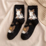 Cat Print Plush Socks