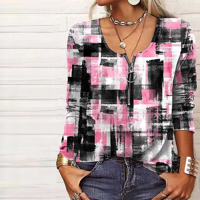 Casual Abstract Print Blouse
