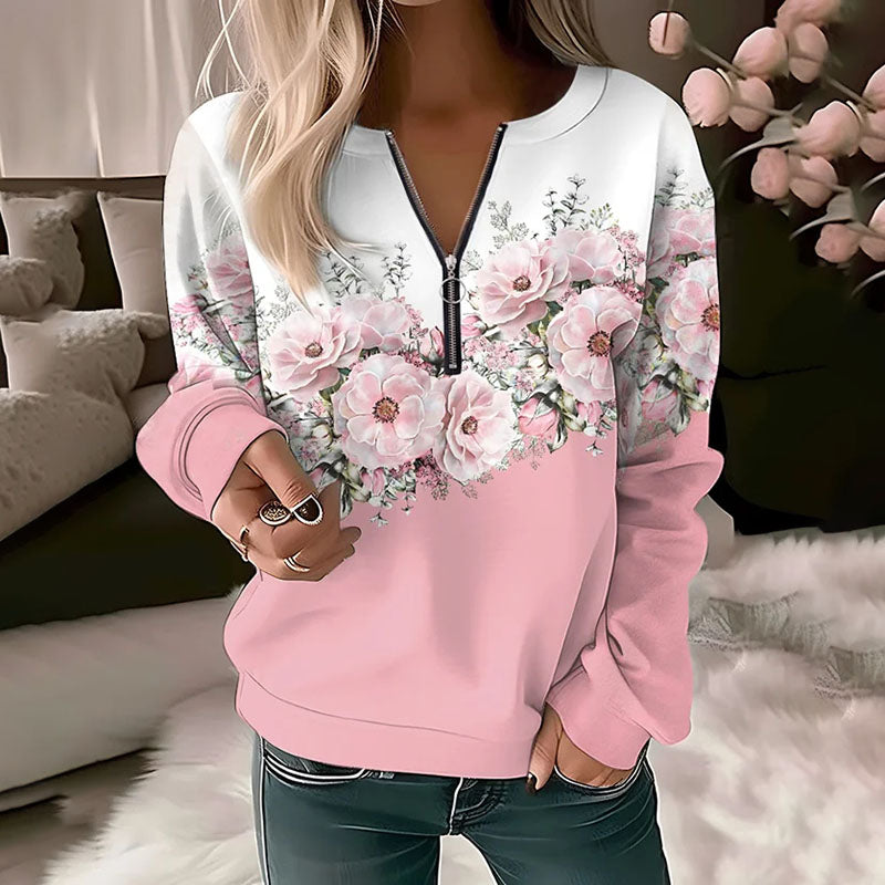 Afslappet blomsterprint sweatshirt