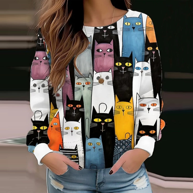 Kreativ katttryck tröja